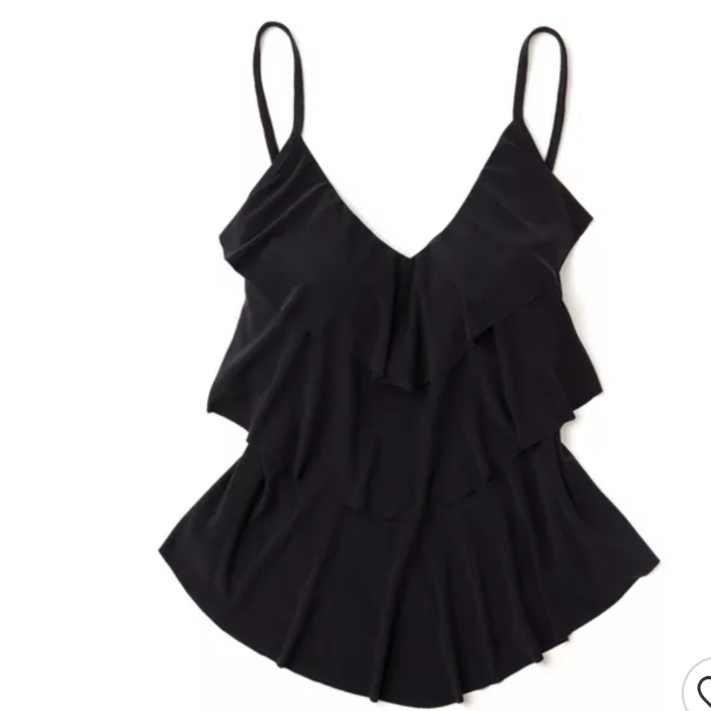 𝅺Aqua Green Tankini Swim Top Tiered Black